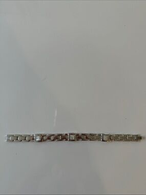 Helzberg Diamonds Silver Link Bracelet with Square Accents